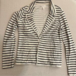 Caslon Black and White Striped Blazer